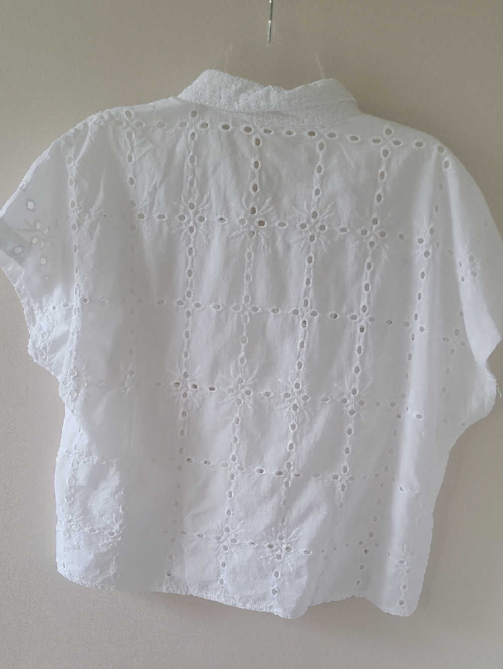 Adiva White Eyelet Button-Front Shirt 100% Cotton - Picture 3 of 3
